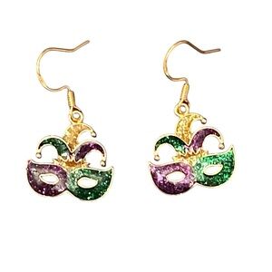 Mardi Gras Theme Mask Dangle Earrings